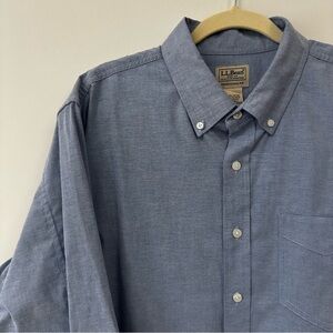 LL Bean Blue Oxford Button Down Shirt Traditional Fit